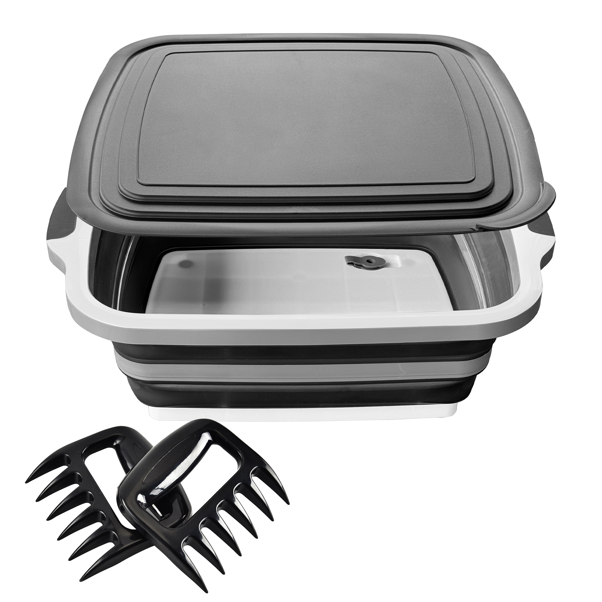 16L Collapsible Prep Basin with Meat Shredder Claws (Black)