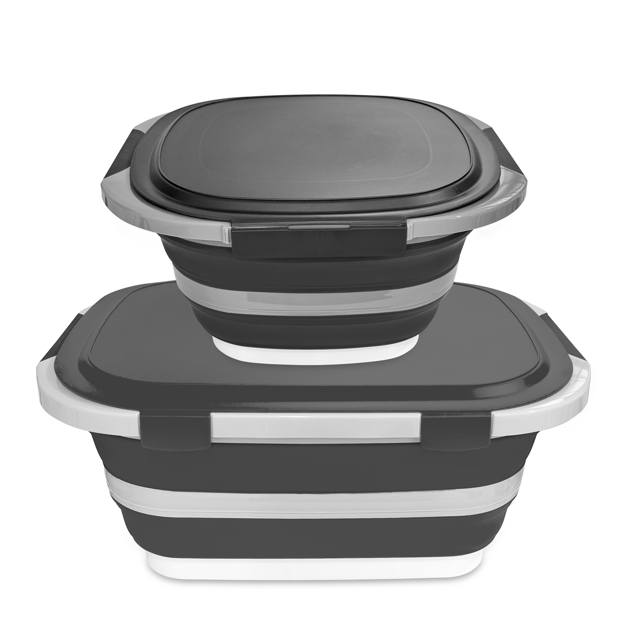 Foldable 10L Prep Basin with Sealed Lid – Black