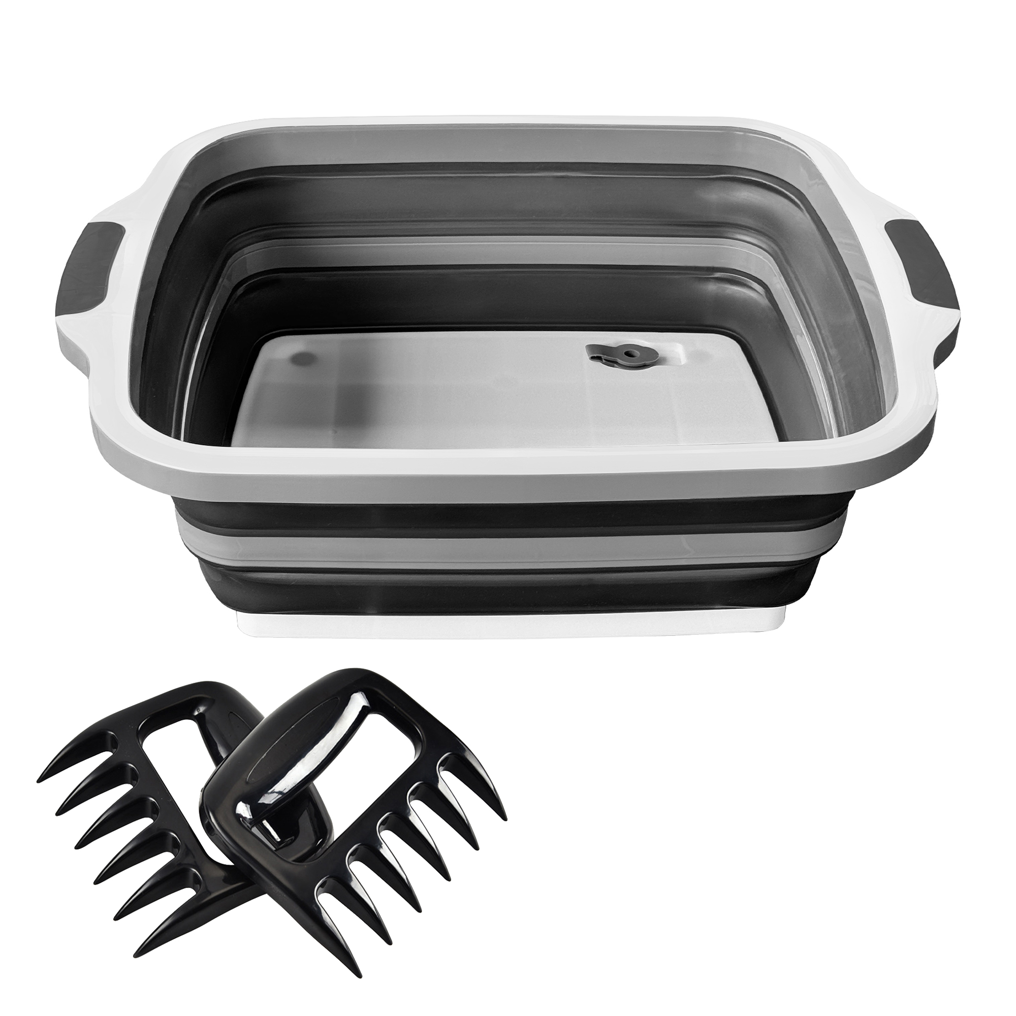 16L Collapsible Prep Basin with Meat Shredder Claws (Black)