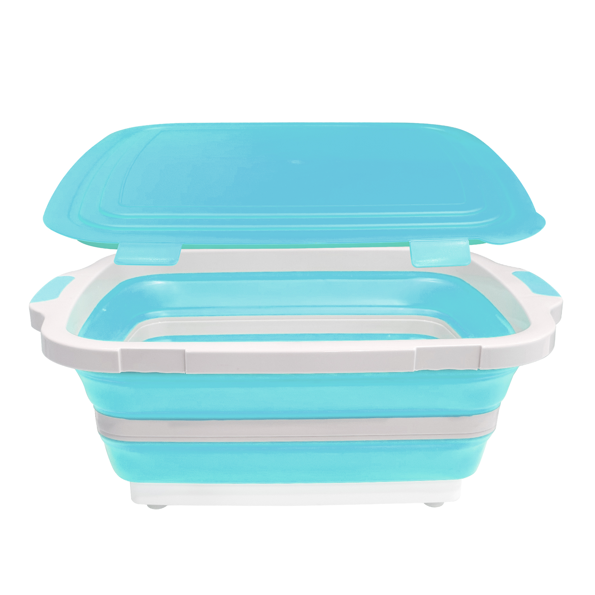 16L Foldable Prep Tub with Airtight Locking Lid – Blue