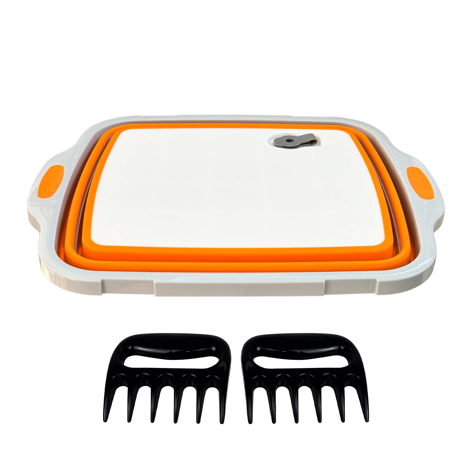 Foldable BBQ Prep Tub with Locking Lid – 8L (New Version, Orange)