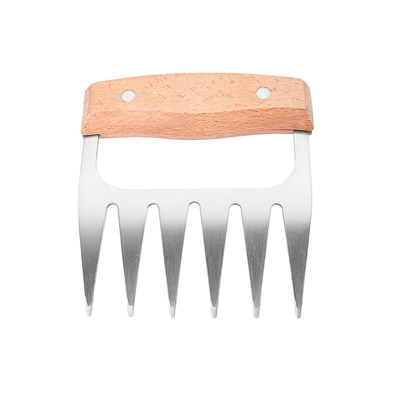 Griffe à viande en inox avec manche en hêtre – lot de 2