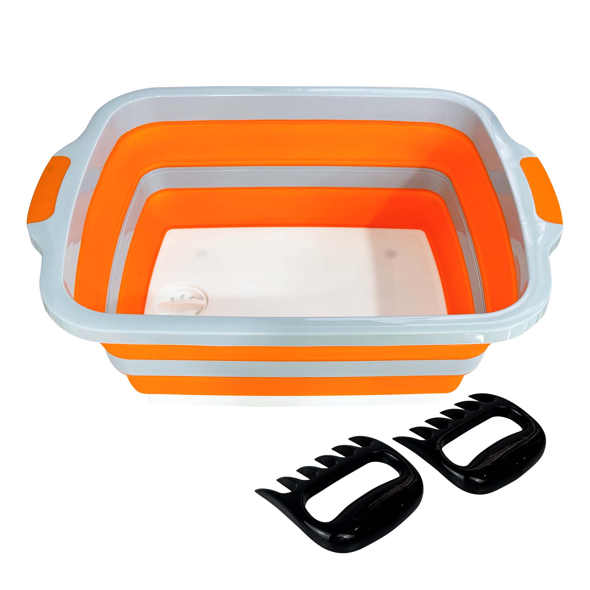30L Faltbare Vorbereitungs- und Servierwanne mit Fleischkrallen (Orange)