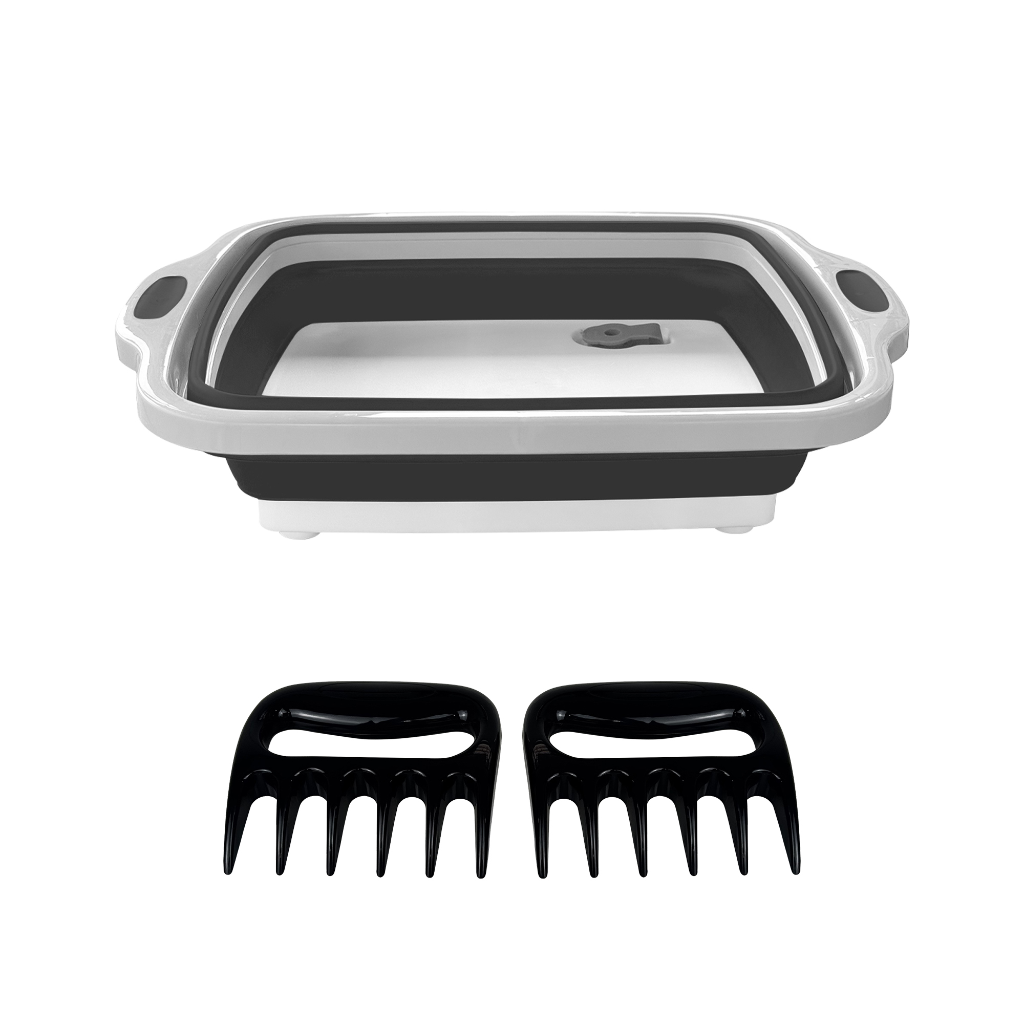 Folding 3-in-1 Prep Basin – Cutting Board, Wash Basin & Grill Tray (Black)