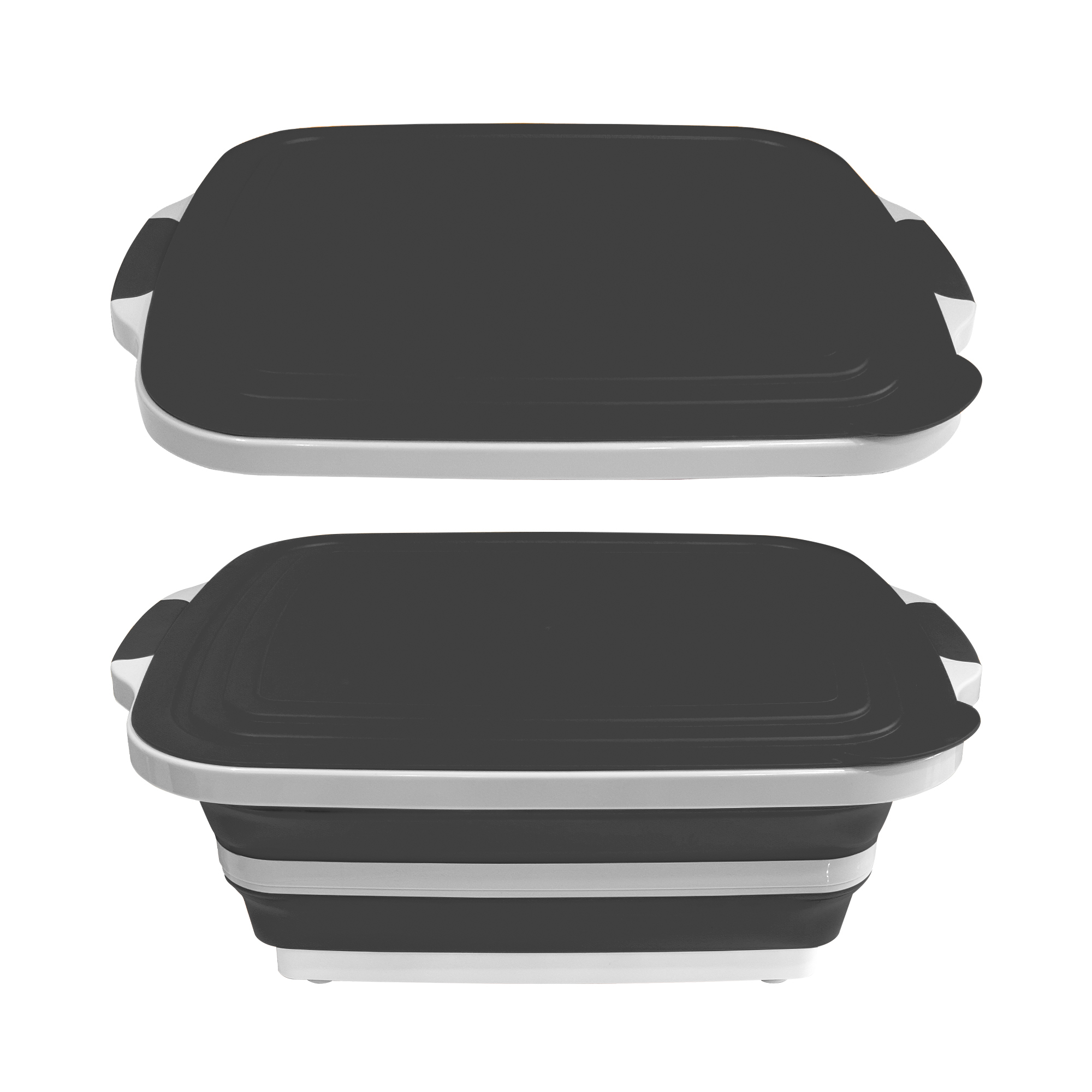 16L Collapsible Prep Box – Cutting Board, Wash Basin & Colander in One (Black)