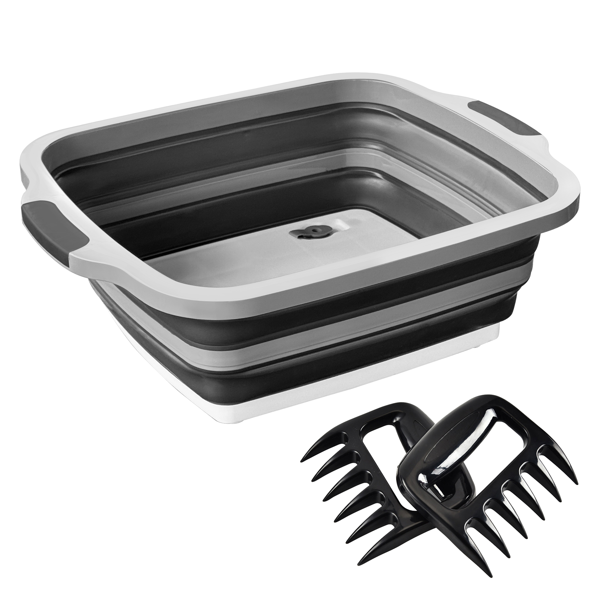 16L Collapsible Prep Basin with Meat Shredder Claws (Black)