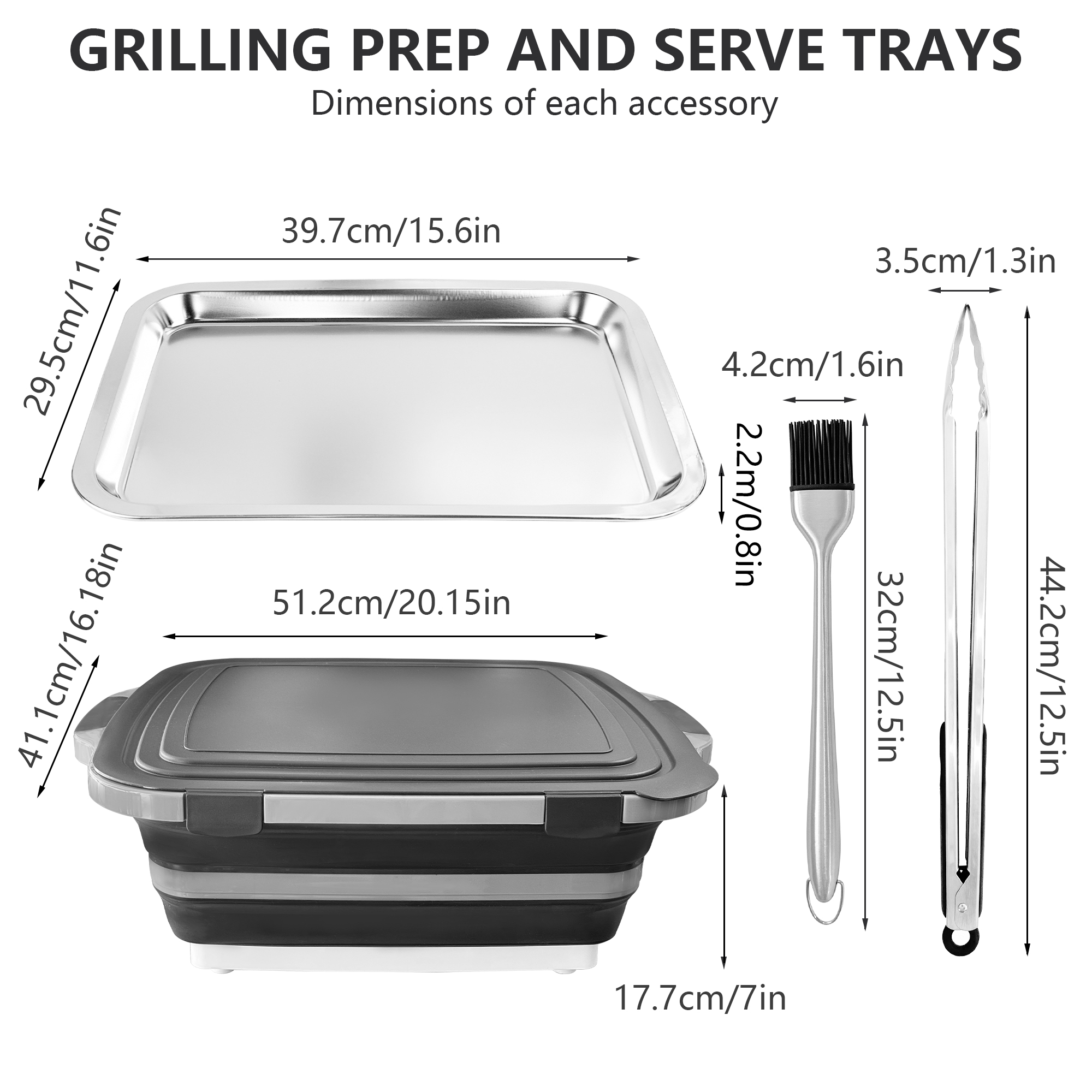 BBQ Folding Basket Set with Tray, Clips & Brush