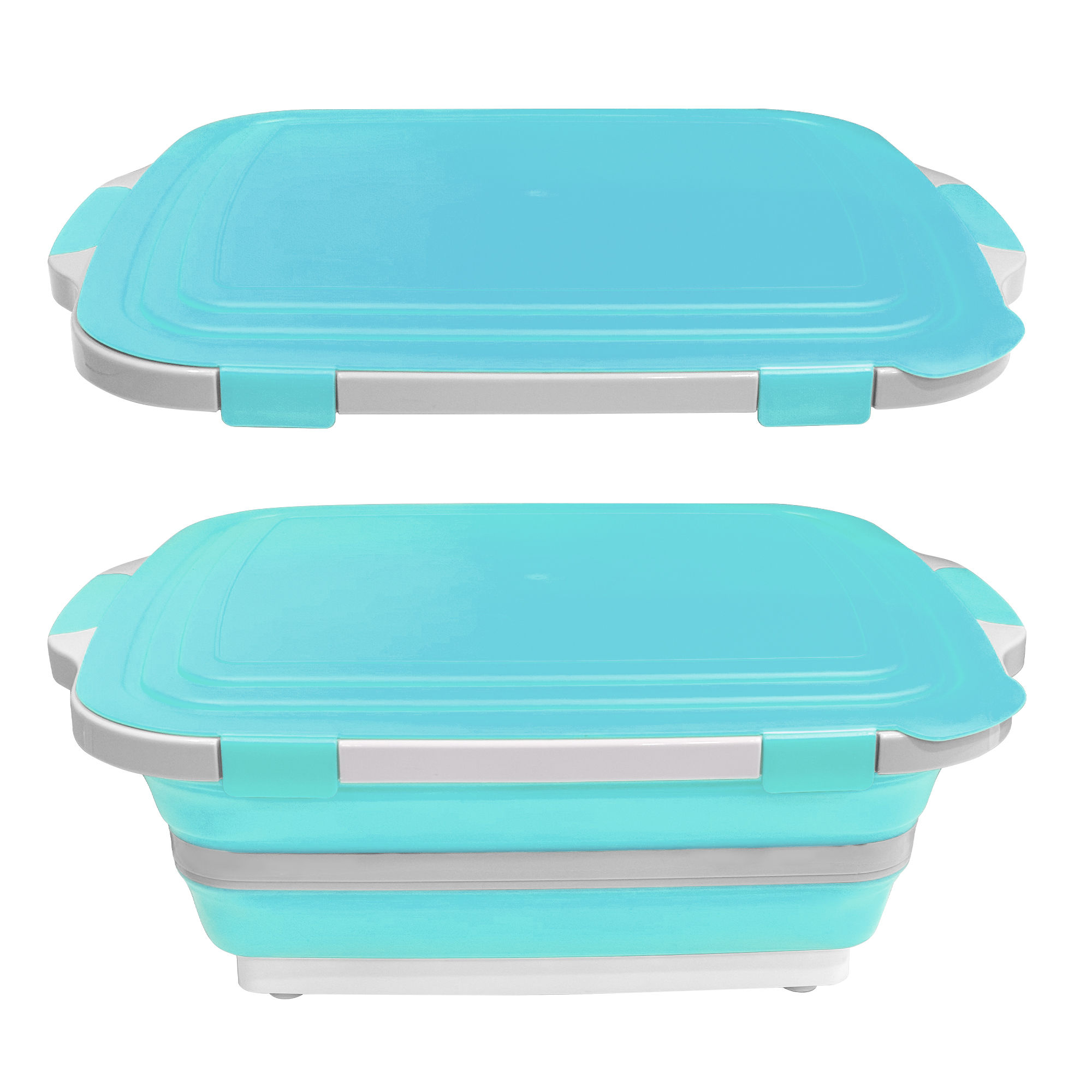 16L Foldable Prep Tub with Airtight Locking Lid – Blue