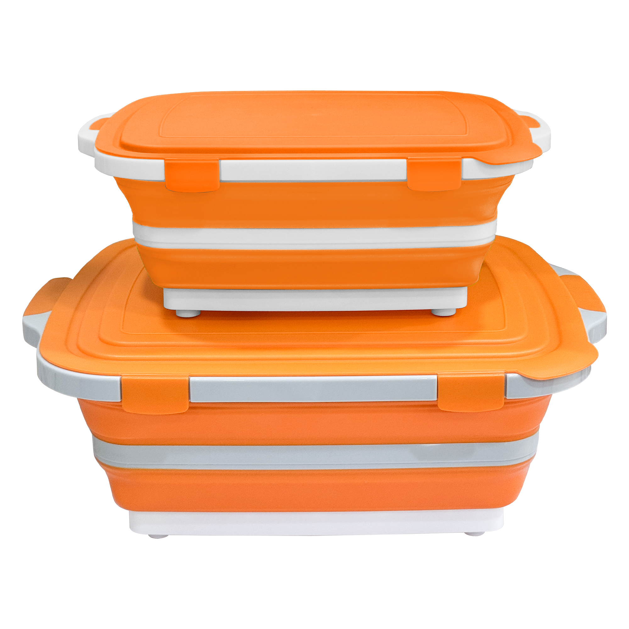 Foldable BBQ Prep Tub with Locking Lid – 8L (Orange)
