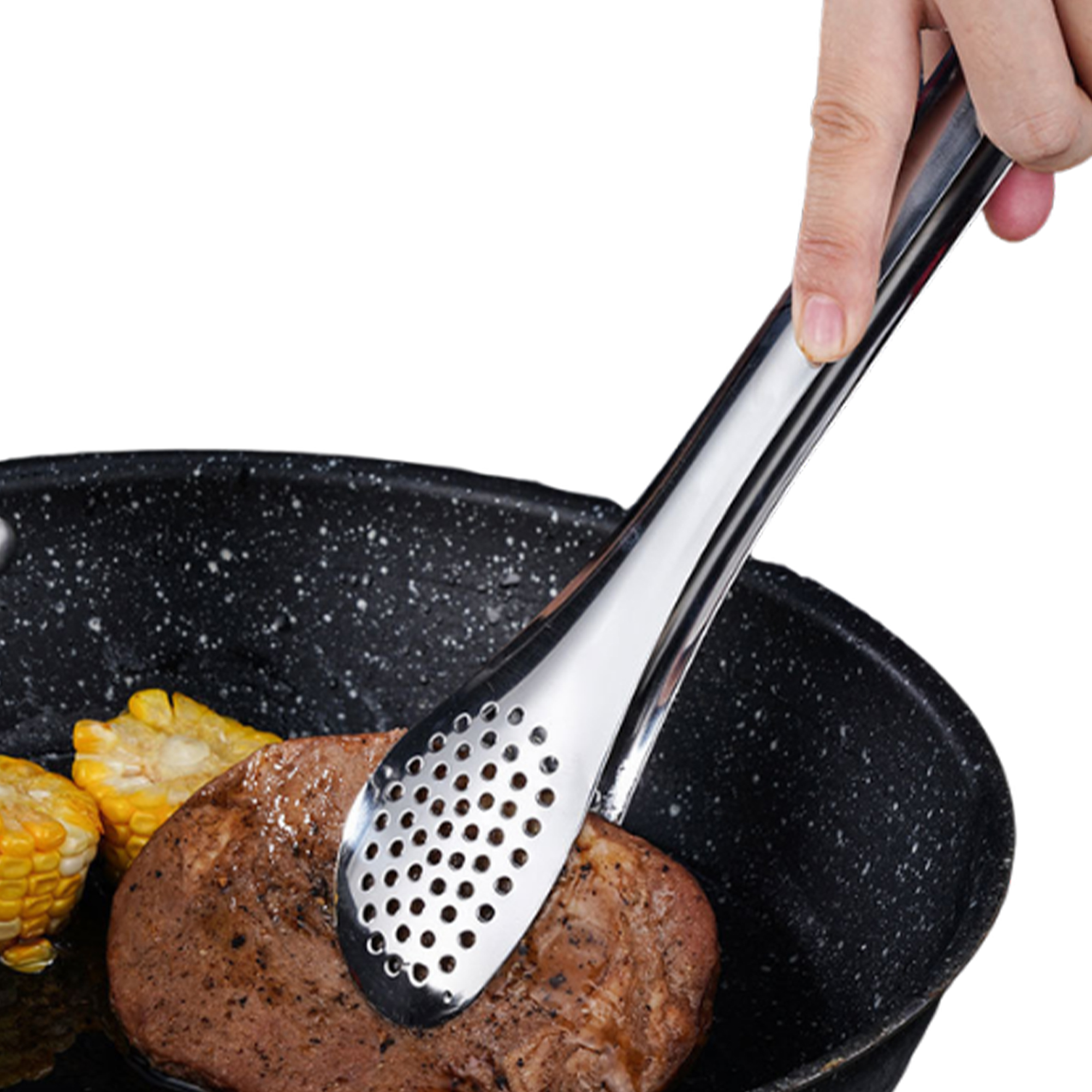 Stainless BBQ Tongs with Drainage Holes – 5 Sizes