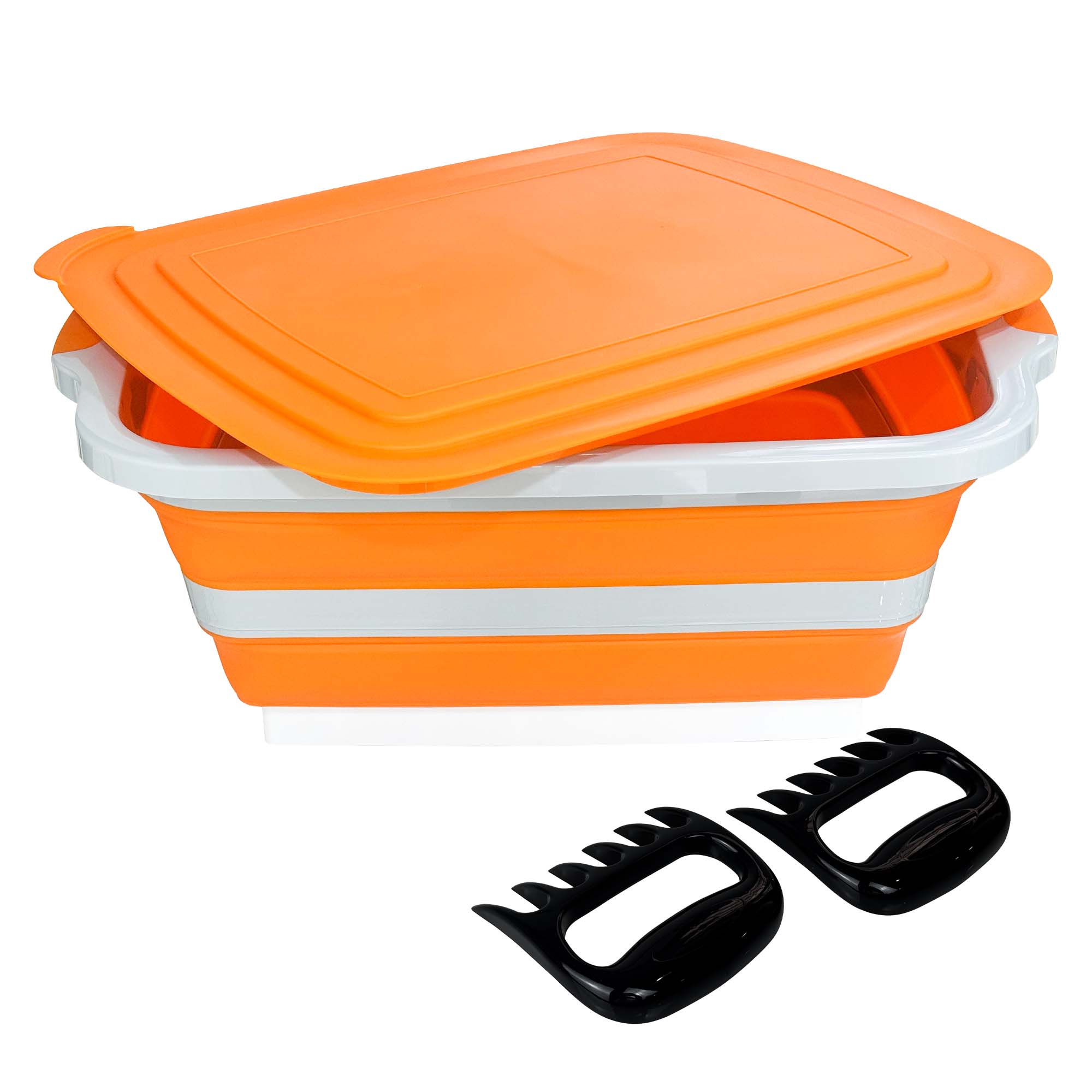 30L Faltbare Vorbereitungs- und Servierwanne mit Fleischkrallen (Orange)