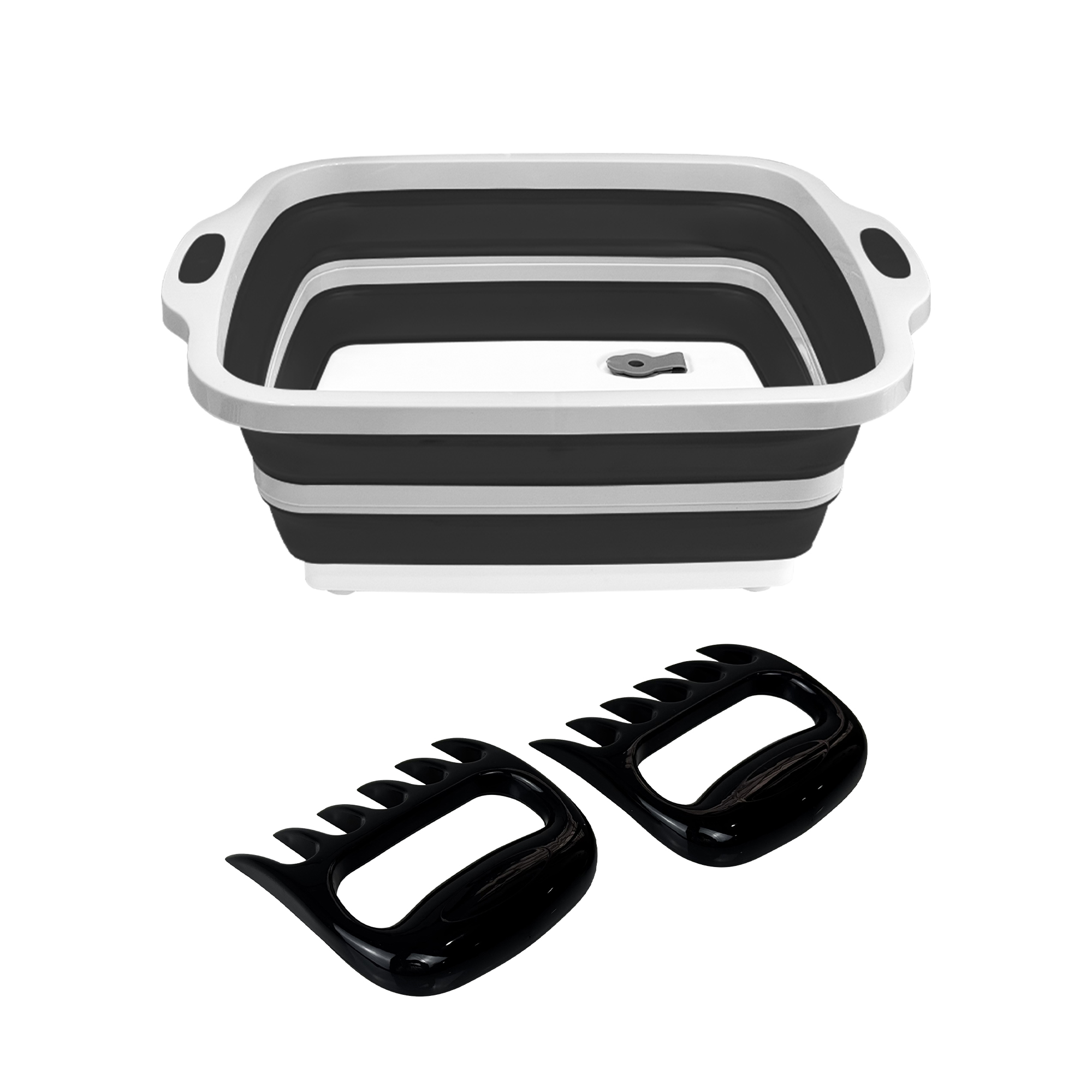 Folding 3-in-1 Prep Basin – Cutting Board, Wash Basin & Grill Tray (Black)