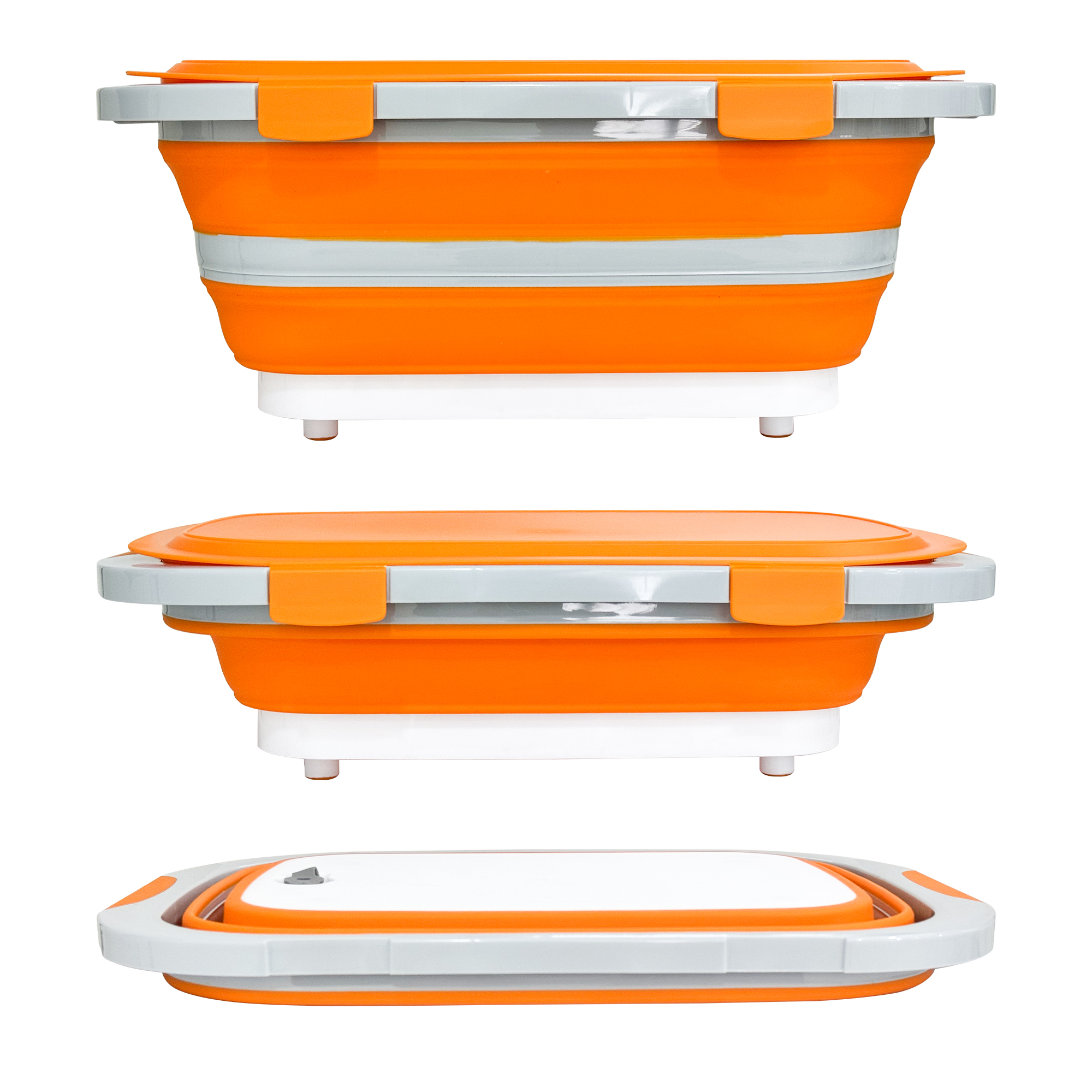 Foldable 20L Prep Basin with Locking Lid – Orange