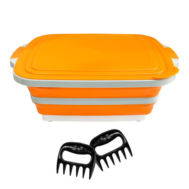 16L Collapsible Prep Basin with Meat Shredder Claws (Orange)