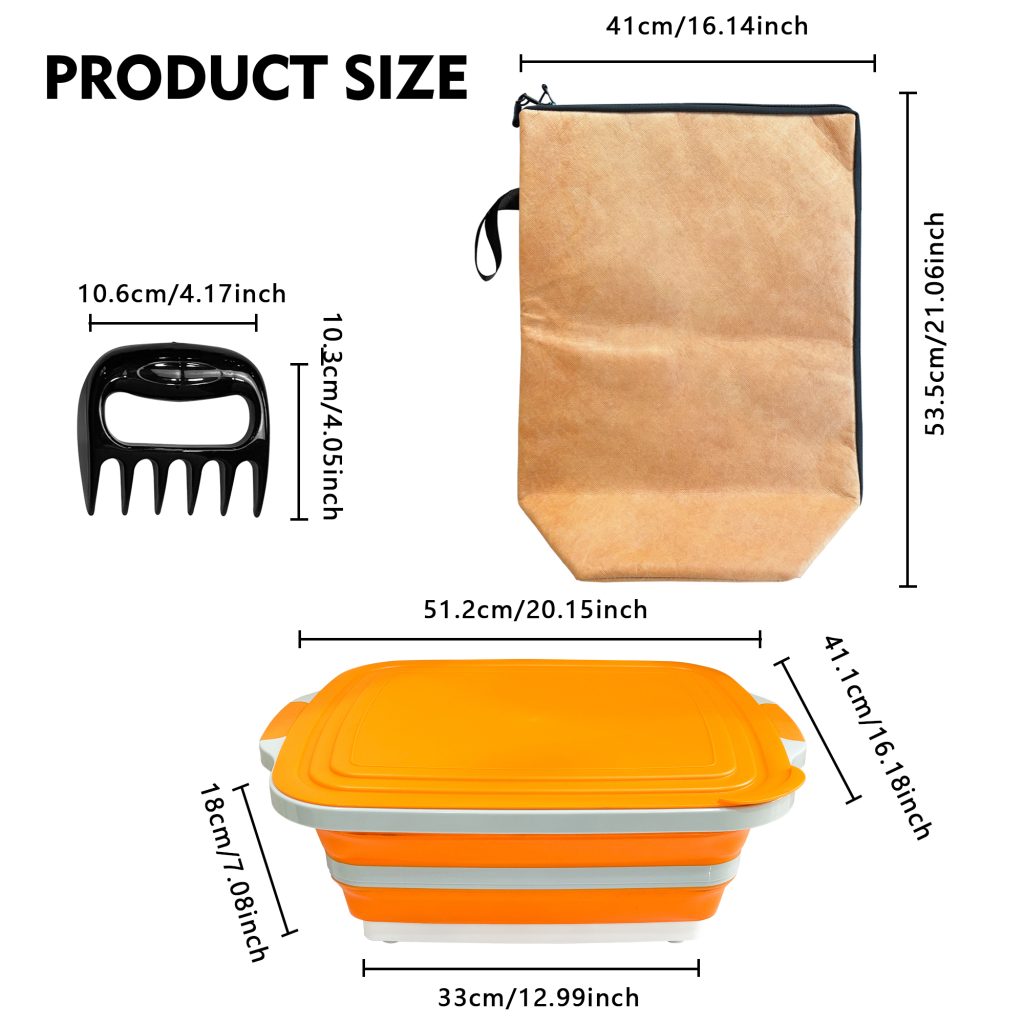 16L BBQ Prep Set with Insulated Bag & Meat Claws (Orange) detail 4