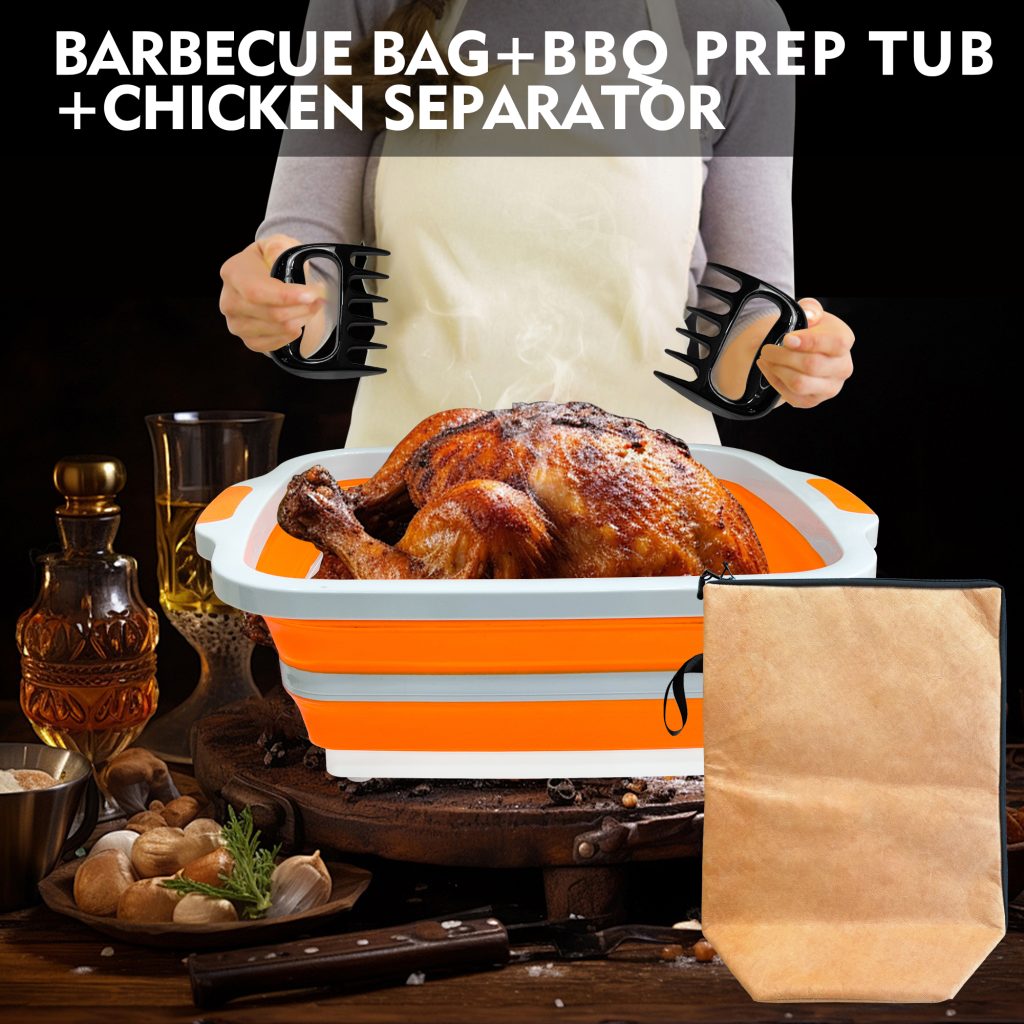 16L BBQ Prep Set with Insulated Bag & Meat Claws (Orange) detail 5