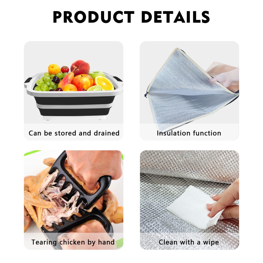 16L BBQ Prep Set with Insulated Bag & Meat Claws (Black) detail 3