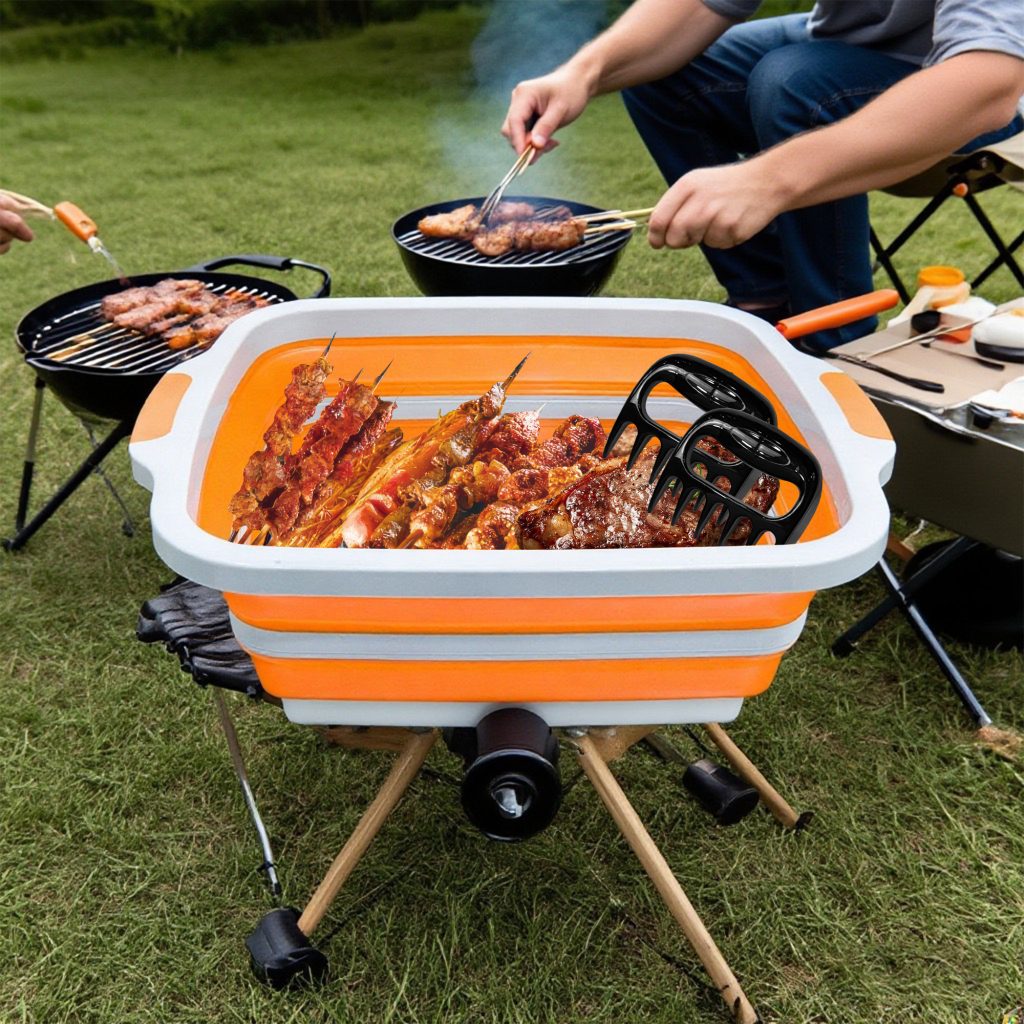 16L Collapsible Prep Basin with Meat Shredder Claws (Orange) detail 1