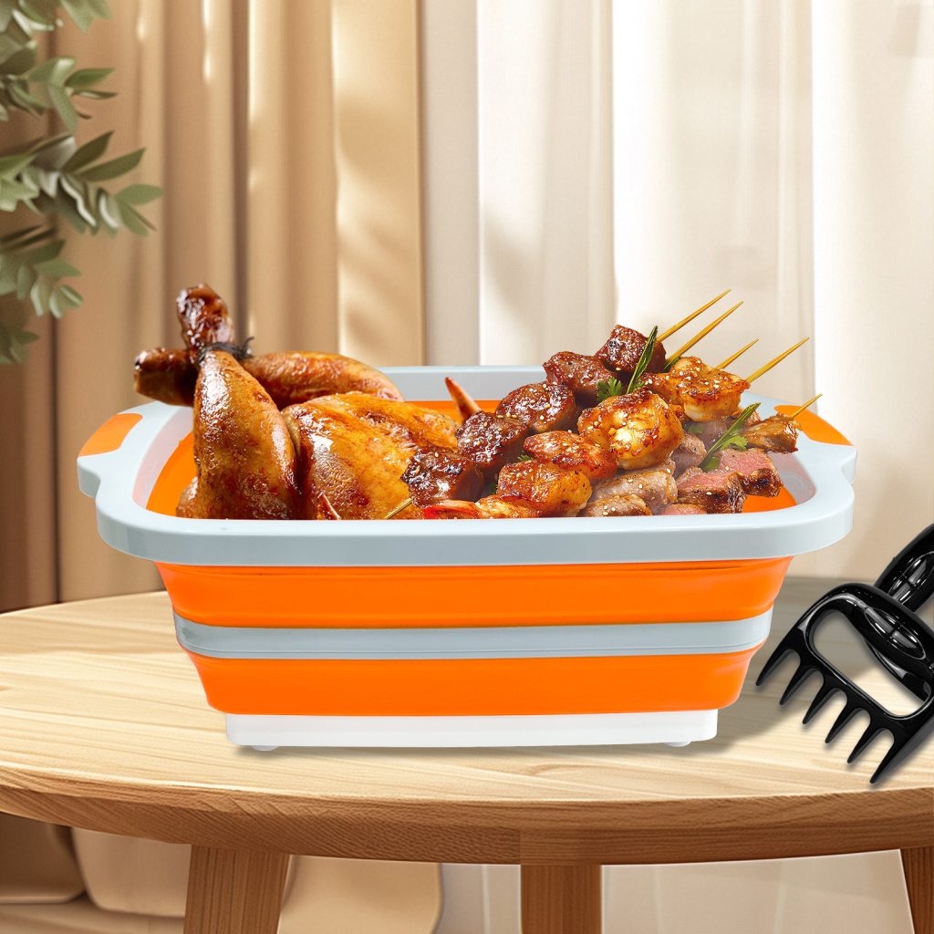 16L Collapsible Prep Basin with Meat Shredder Claws (Orange) detail 2
