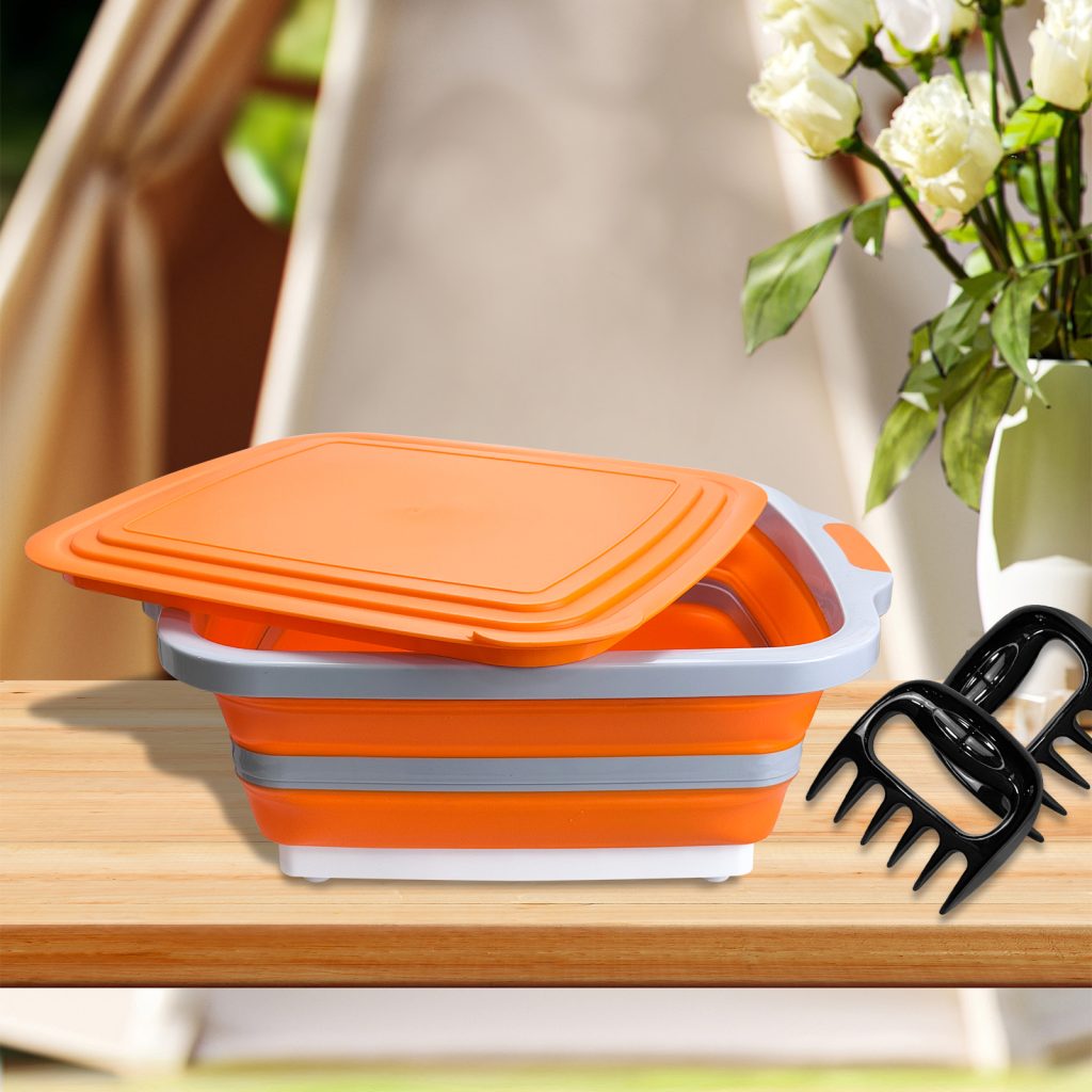 16L Collapsible Prep Basin with Meat Shredder Claws (Orange) detail 3